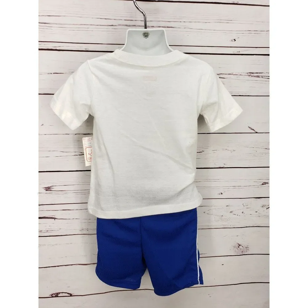 Swiggles‎ Awesome wording rainbow colors white shirt blue shorts size 2T outfit